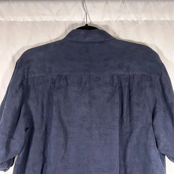 IZOD Golf Shirt Mens Medium Black Floral Silk Linen Blend Button Up - Picture 7 of 9